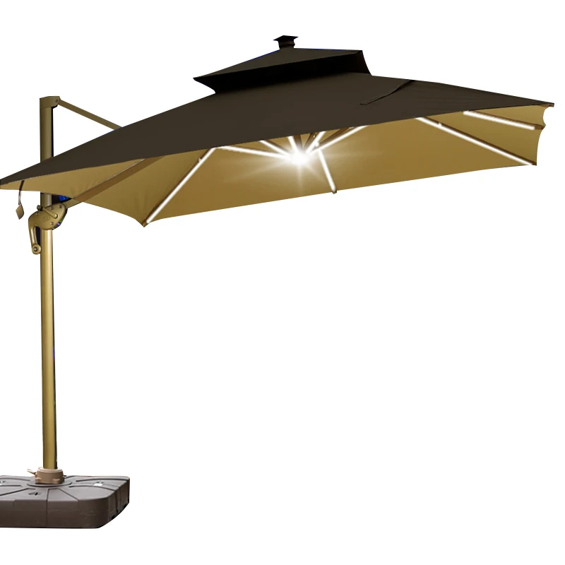 Wesunny Garden Parasol Aluminum Big Solar Led Light Cantilever Commercial Luxury Outdoor Sun Umbrella