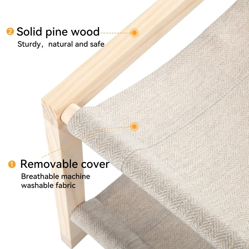 Elevated Wooden Cat Beds Suitable For Kitty 20 x 16.5 x 13 Inch Cat Beds & Furniture Wood Pet Resting Hammock Cat Hammock Bed