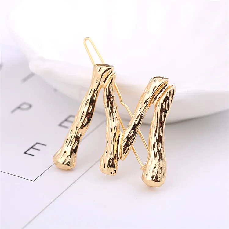 
Custom 26 letter Hairclip Baby Kids Women Alloy Metal letter Initials Hair Clips for Girls 