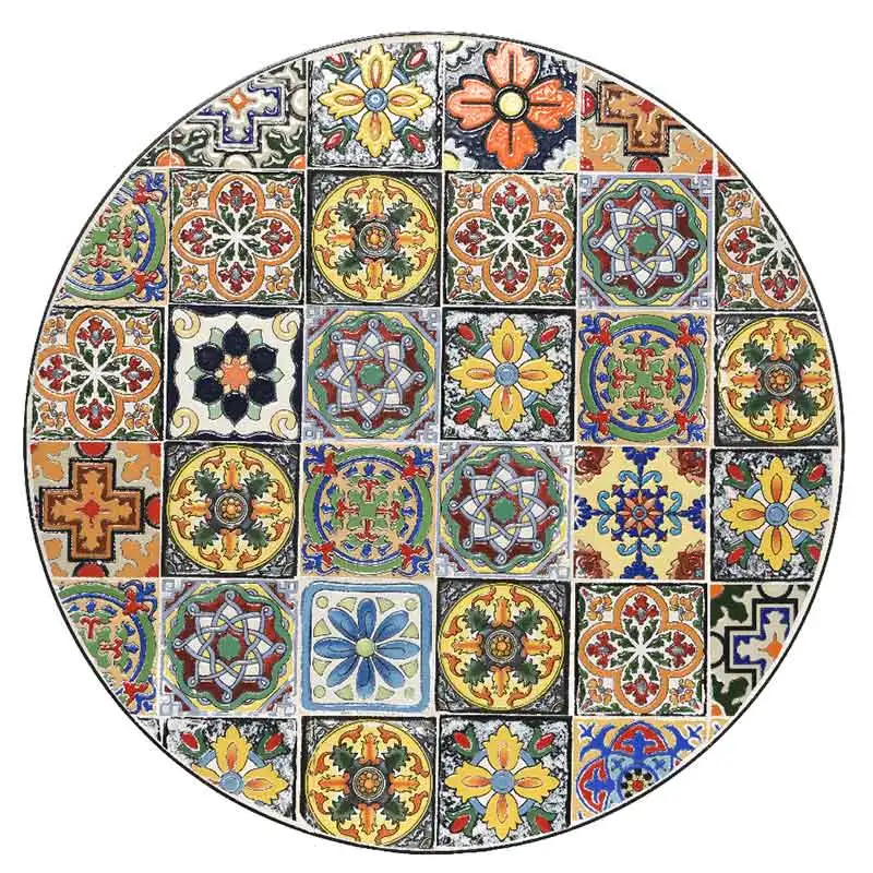 AJUNION 3pcs Outdoor Bistro Metal Table Chair Set Antique Mosaic Ceramic Bistro Set