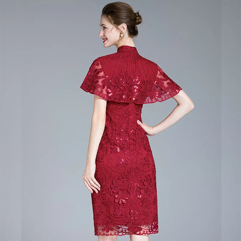 Best Quality High End Formal High Split Red Cheongsam Evening Party Dresses
