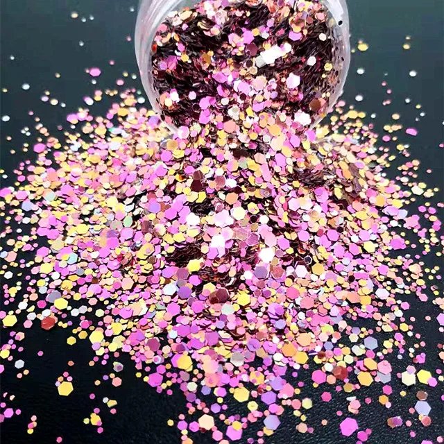 Wholesale Bulk Custom Change Color Chunky Glitter Color Shifting Chameleon Glitter For Makeup Body Hair Nail Art Craft Resin