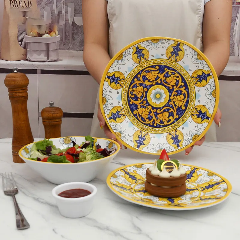 Italian style dish set, melamine, melamine, custom tableware, salad plate, high aesthetic pasta salad dish set