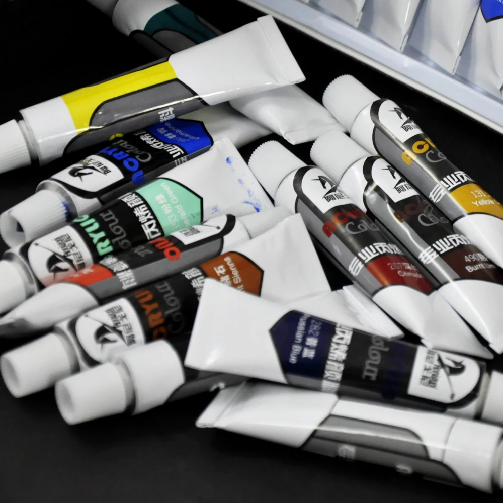 Art Supplies 12ml 12 Colors Acrylic paint for Canvas, Rock, Wood, Waterproof, Rich Pigments for Adults, Students, Kids