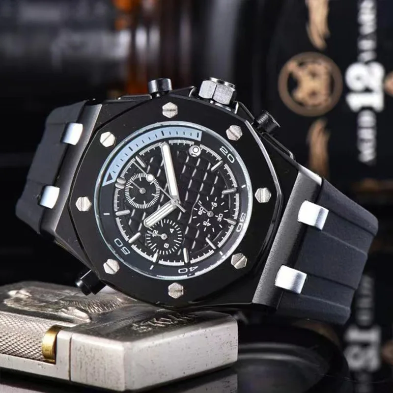 Men Chronograph Analog Quartz Watch Silicone Waterproof Luminous Quartz Wrist Watches