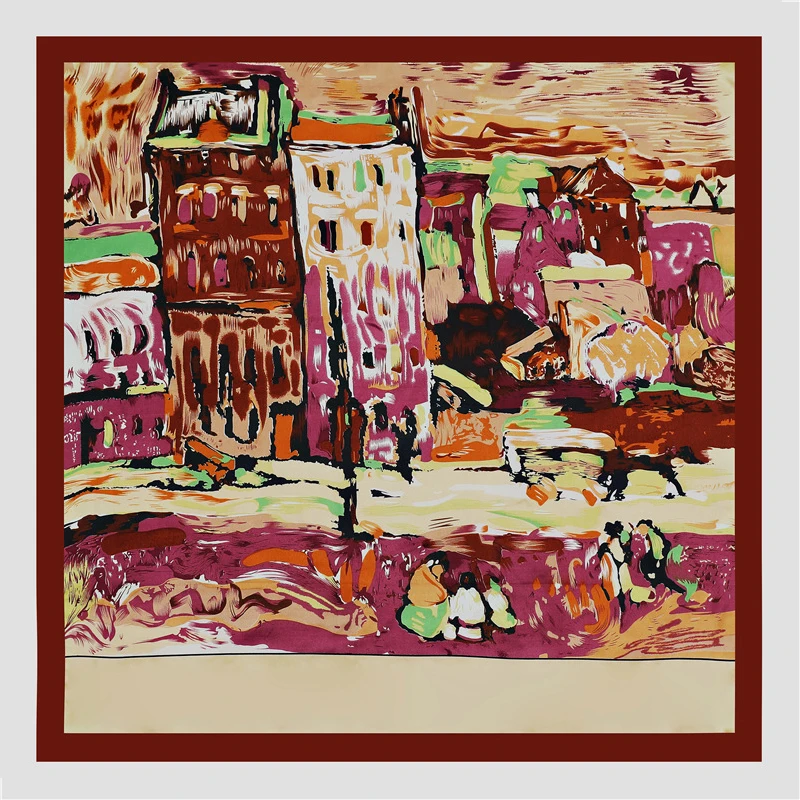 Fashion summer graffiti shawl satin scarf printed 90cm x 90cm customised silk or satin head scarf in bult