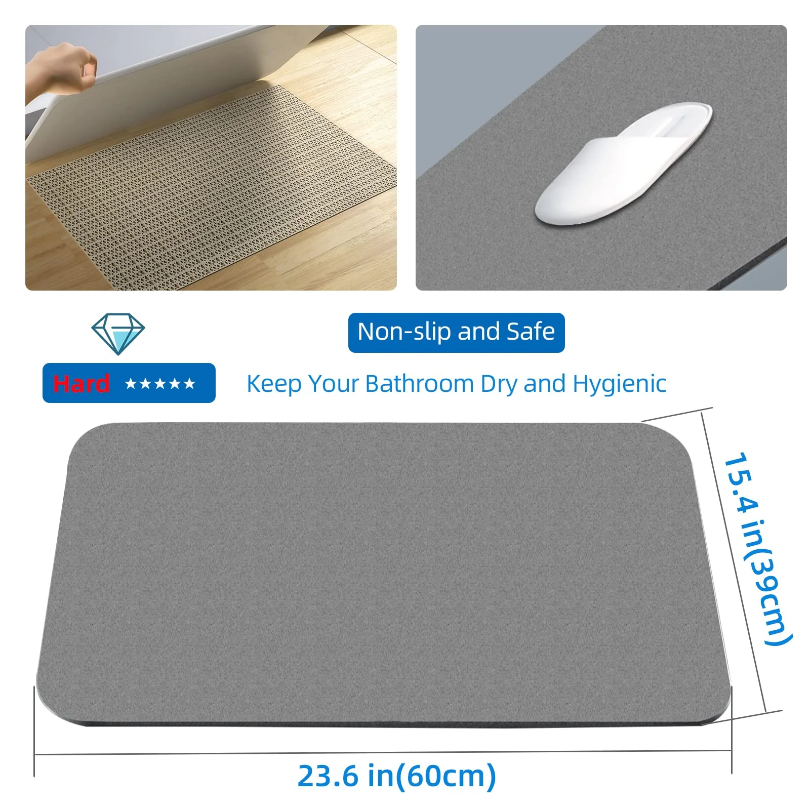 Hot sell non slip fast drying diatomite diatomite stone bath mat for bathroom