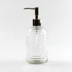 Horizontal thread glass hand sanitizer press pump bottle hotel hair shampoo shower spray 450ml manufacturer wholesale custom l