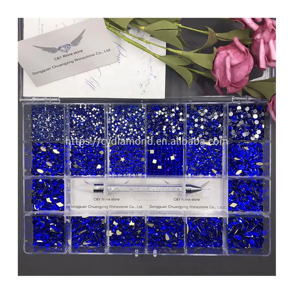 CY Wholesale Crystal Nail Art Decoration Glass Flatback Rhinestones in Bulk Flat Back Rhinestone Non Hotfix Rhinestone 1 Boxes