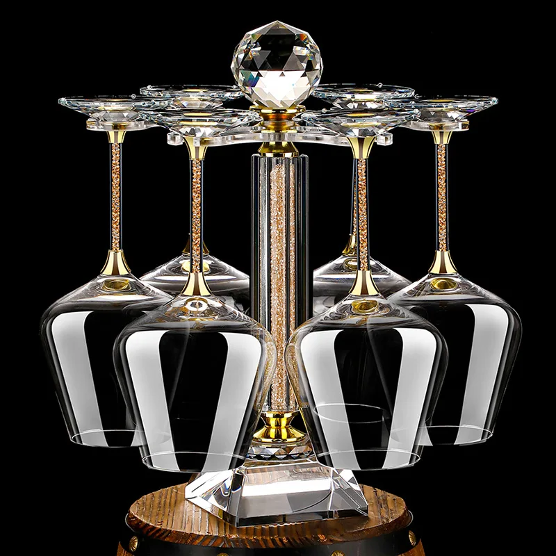 Wine Goblet Glass For Wholesales Goblet Wine Glass Luxury Diamond Wine Glass and rack set