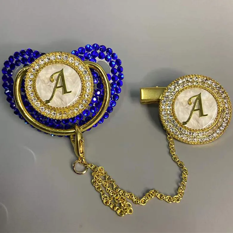 Dollbling Glam Blank Pearls Dummy Super Chic Newborn Gold Pacifier Personalized Baby Name Initial Letters Pacifier