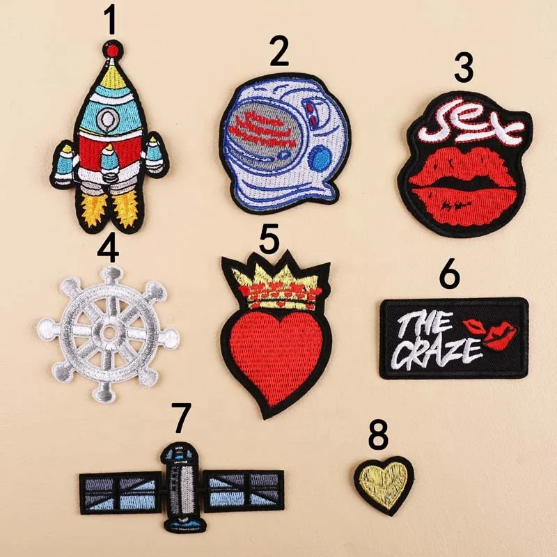 Вышивка тканевые наклейки компьютерная вышивка глава тренд Сделай Сам космические губы любовь одежда украшения наклейки