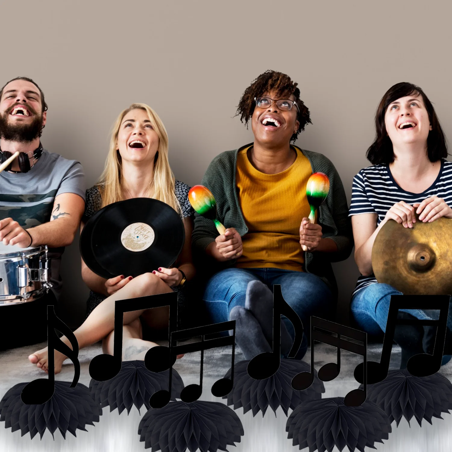 9 Pcs Music Notes Honeycomb Centerpieces Musical Party Happy Birthday Supplies Decorations