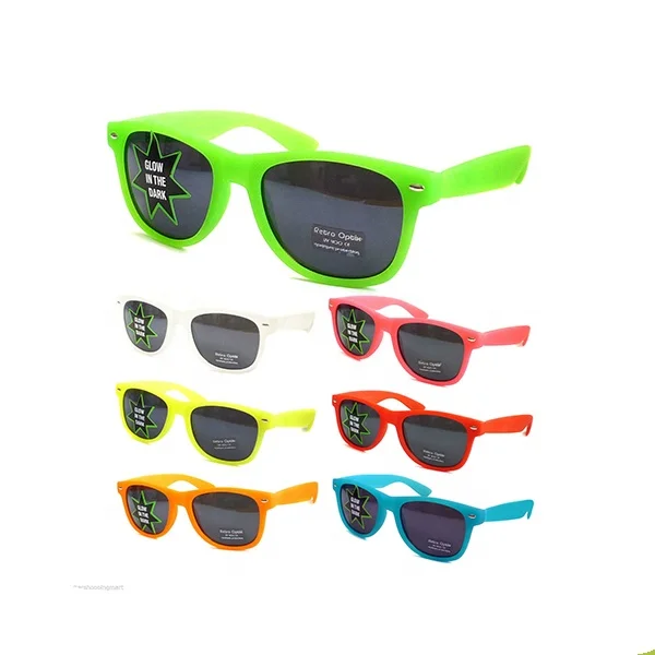 Hot selling plastic mens glow in the dark neon sun glasses