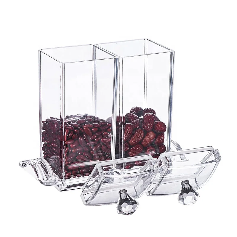 
5832LS2 1800ML 2Pcs:Hot Selling Food Grade Acrylic Tank Cereals Storage Jars Sealing Food Preservation Plastic Bottles 