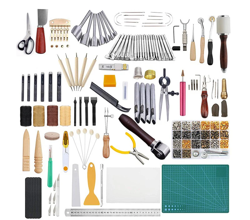 Leather Tool Set Hand Sewing Leather Carving Combination DIY Punching and Threading Set