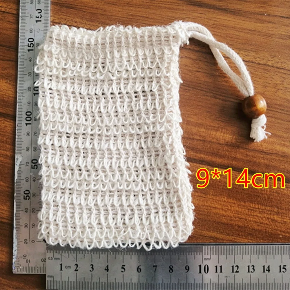 9*14cm Wholesale eco-friendly natural sisal soap bag drawstring customized sisal soap bag with no plastic bag packaging