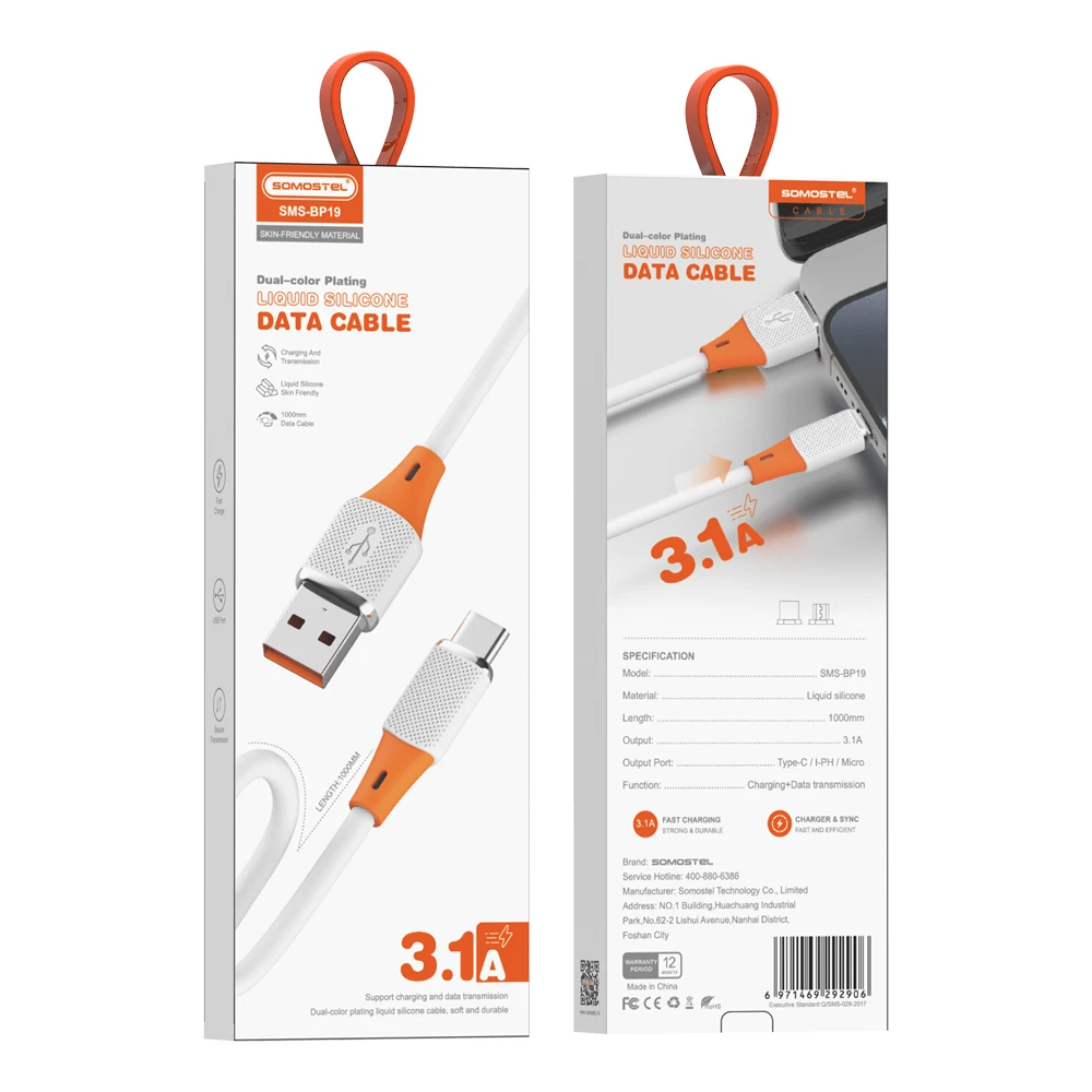 1M Liquid Silicone USB Cable Carga Rapida Micro V8 Type C IPH Cable For iphone 15 16 Pro Max Cables de datos