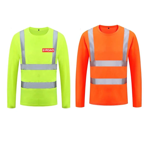 Custom High Visibility Work Uniform Safety Reflective Construction Long Sleeve T Shirt