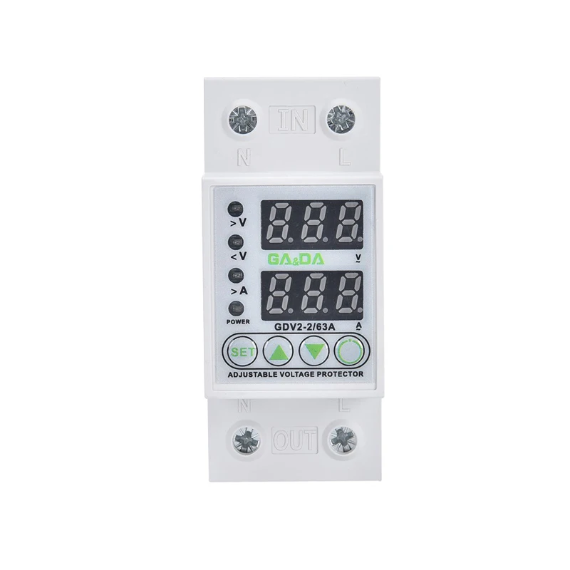 GDV2-2-63A 230V Din rail adjustable automatic recovery reconnect over under voltage protective protector voltage