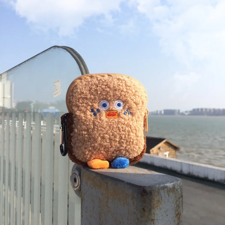 Custom Mini Kawaii Coin Pouch Cartoon Bread Keyring Keychain Plush Coin Purses