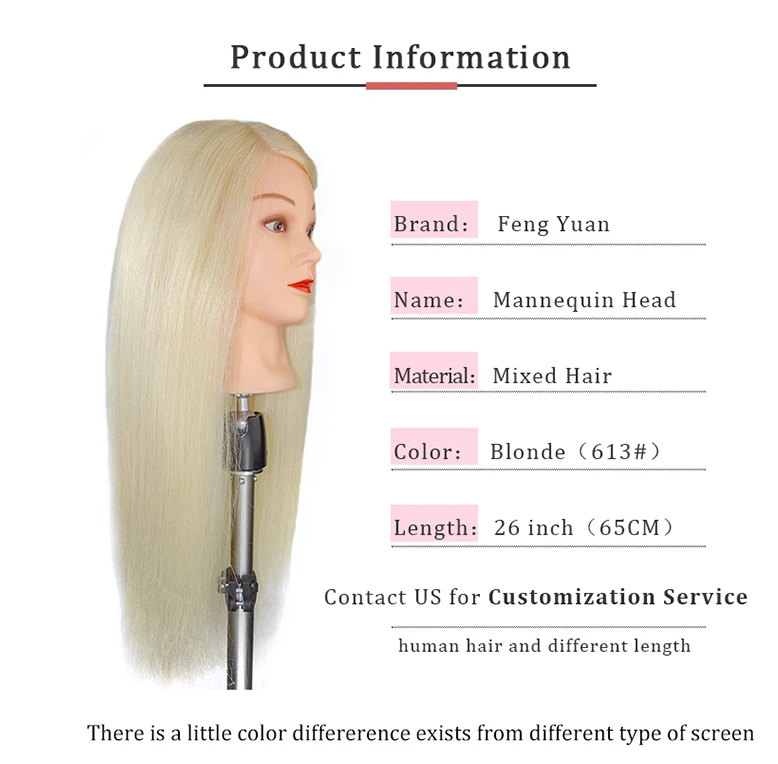 613 Blonde Training Head with Mixed Human Hair Dummy Head for Training for Barber Hair Braiding Practice In Salon