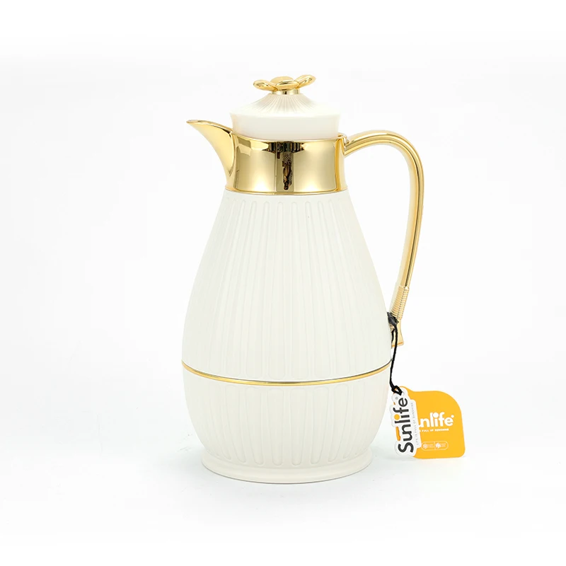 Sunlife high quality Custom Logo Design  Thermos Flask 1000ml Pink Glass Inner arabian coffee pot