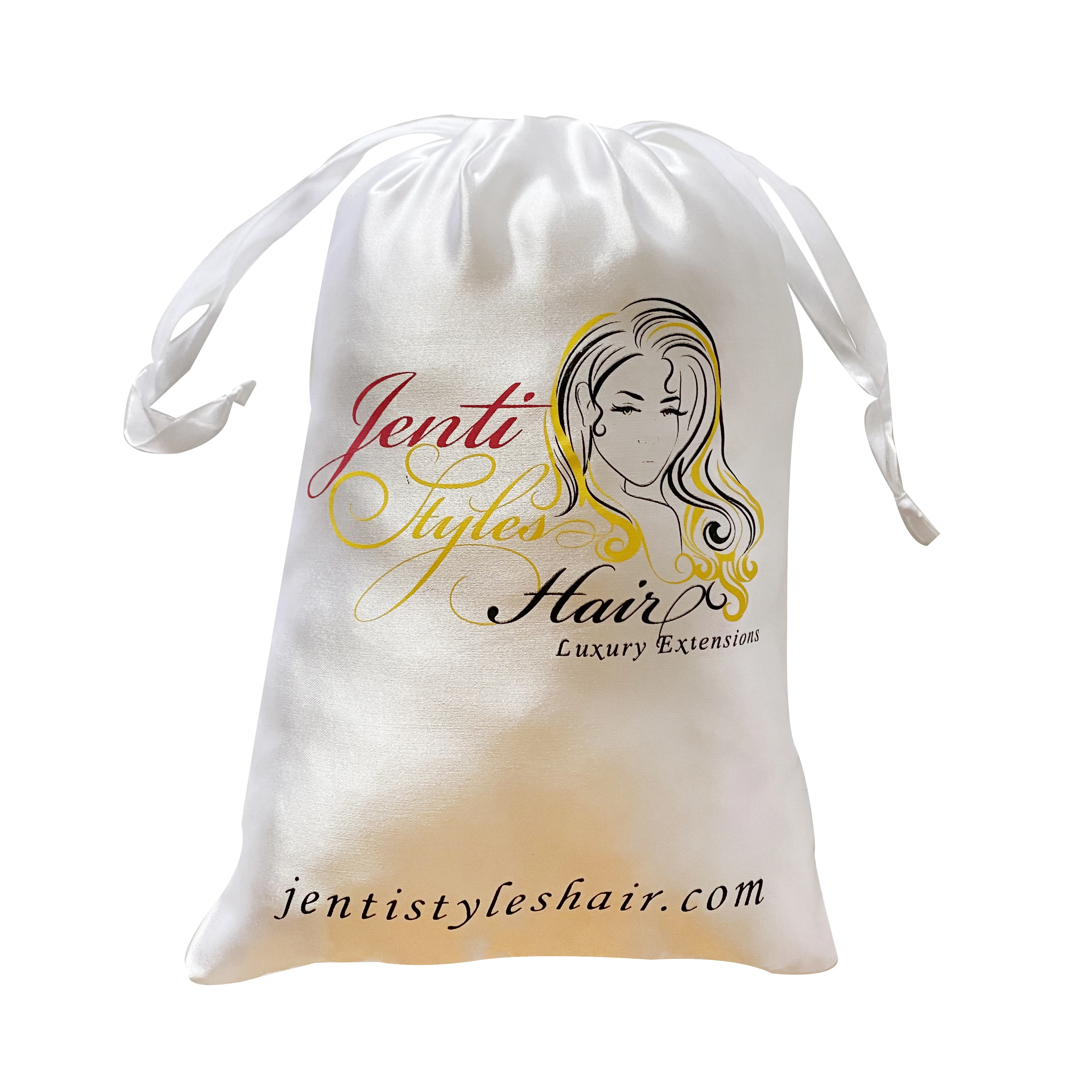 Accept Customized Design Printing 20x30cm Drawstring Satin Girl Headdress Bags