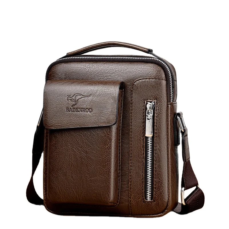 2021New Retro Men Solid Color Bag Faux Leather Briefcase Large Capacity Tote Shoulder Bag Large Casual Business Laptop Briefcase