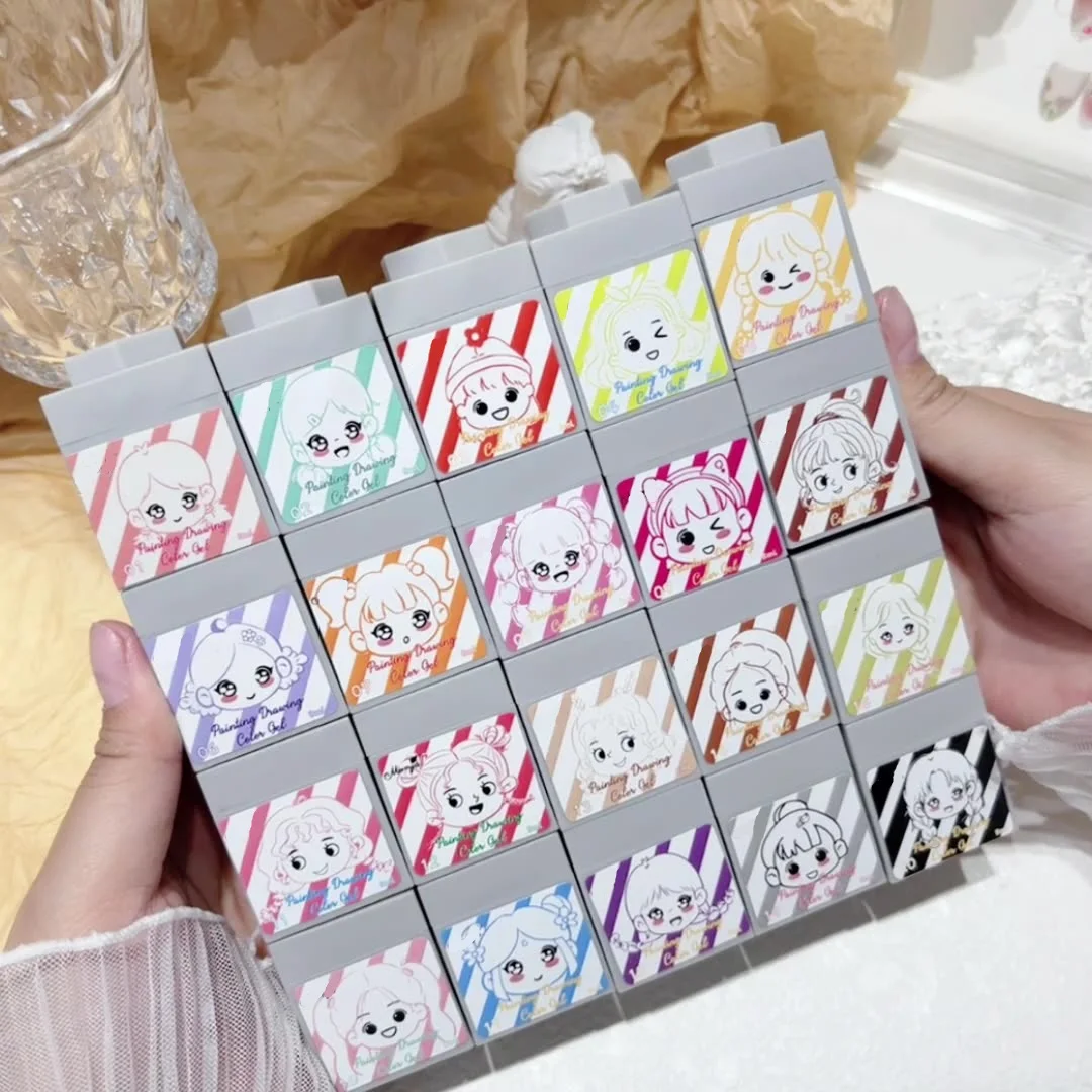 2024 NO Wash Quick Drying Nail Painted Gel Building Block Filling Cartoon Sticker Style Full Color Silky Smoothness Clapping Gel