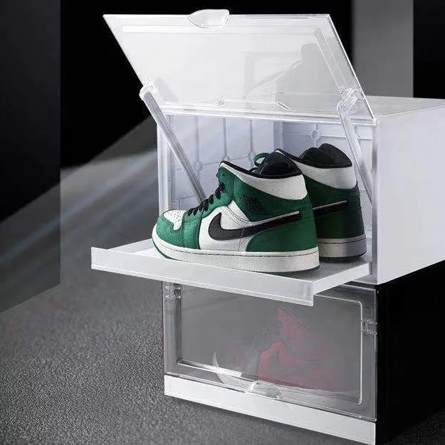 
Factory price Drawer type foldable stackable Nike clear acrylic plastic custom shoe storage box 