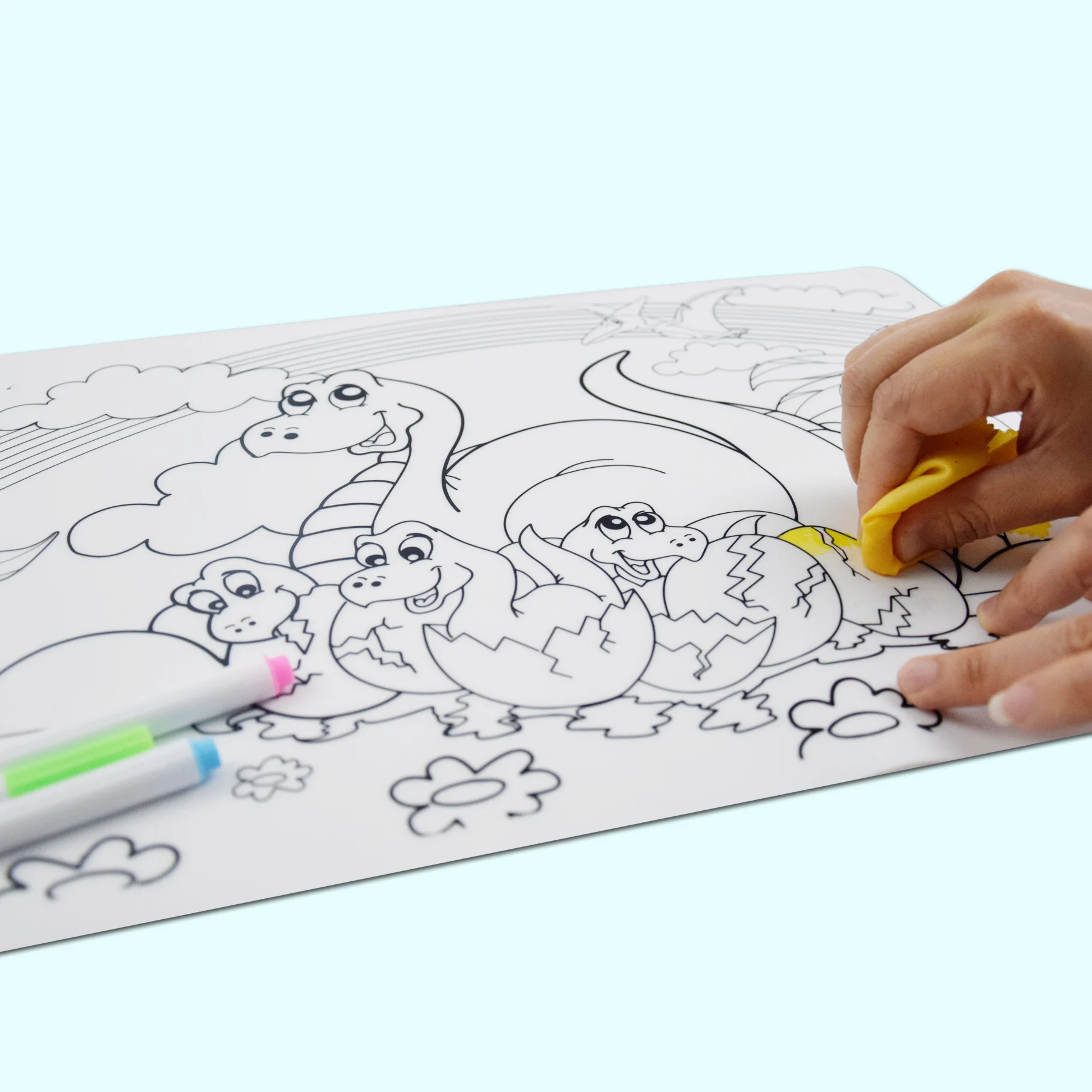 Custom BPA Free Coloring Doodle Silicone Drawing Mat for Kids Baby Children