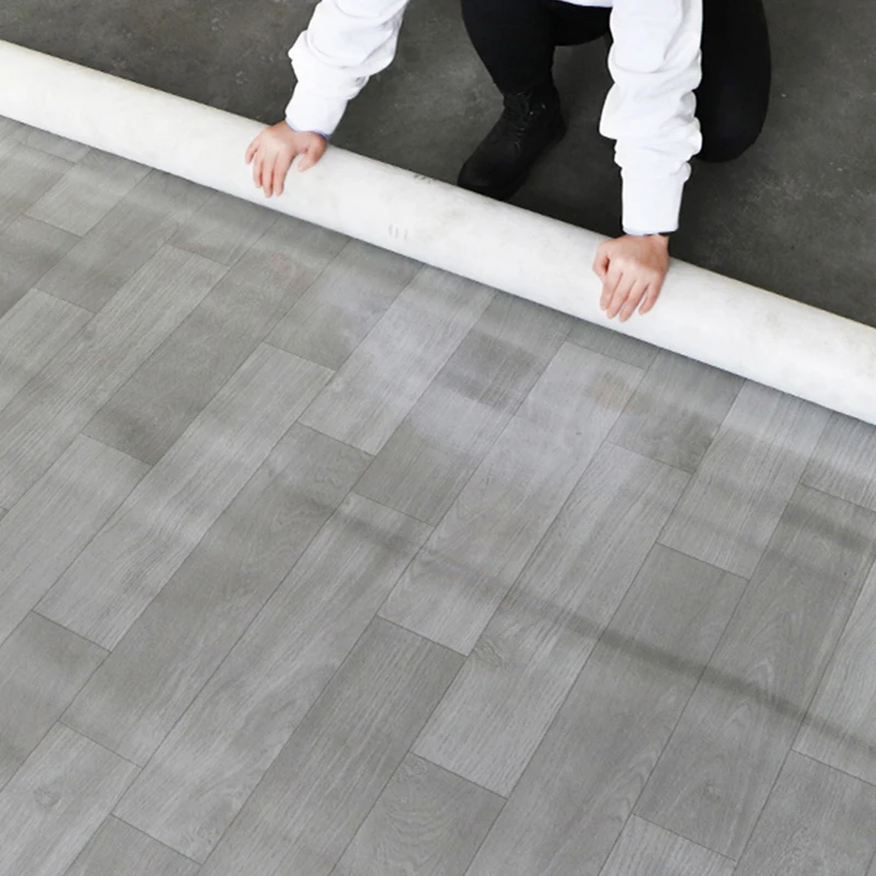 Durable 3mm Thick PVC Vinyl Flooring Roll Indoor Anti-Slip Adhesive Plastic Sheet