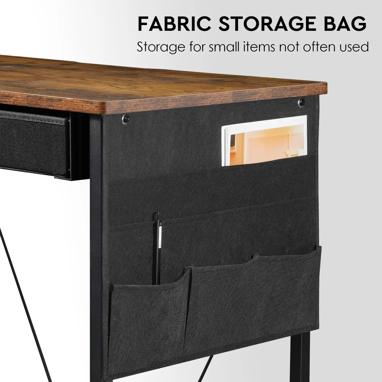 Rustic Steel L-Shaped Office Desk with Drawers Modular Small Corner Computer Workstation for Home & School Dining Storage Space