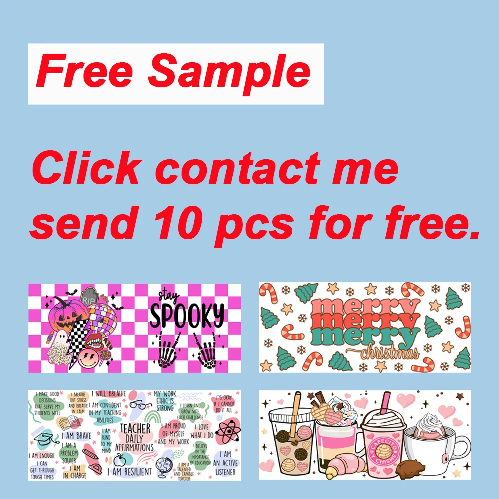 Factory Hot Sale Good Quality Ready To Ship Cartoon Transfer Logo Sticker Vinyl UV DTF Cup Wrap Transfers 16oz For Glass Cups