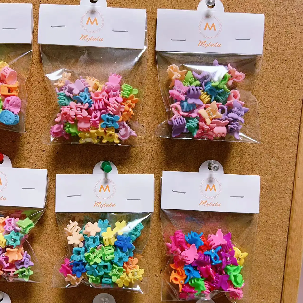 Mylulu Custom package plastic small hair clamp clips hairclips cellulose acetate kids mini hair claws for babies