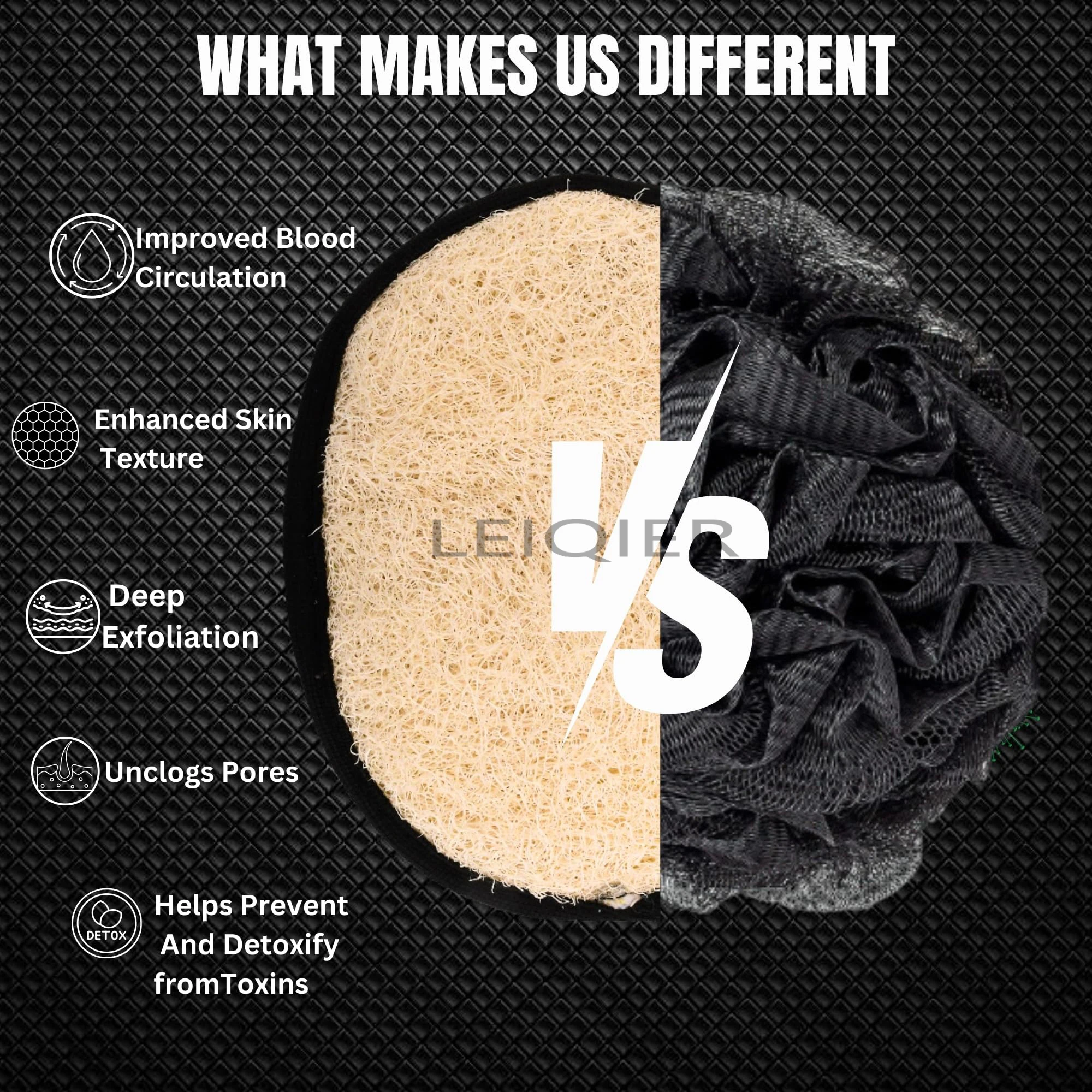 Custom Logo Natural Shower Loofah for Men Eco-Friendly Exfoliating Body Scrubbers Durable & Gentle Terry Towel Cloth Pad