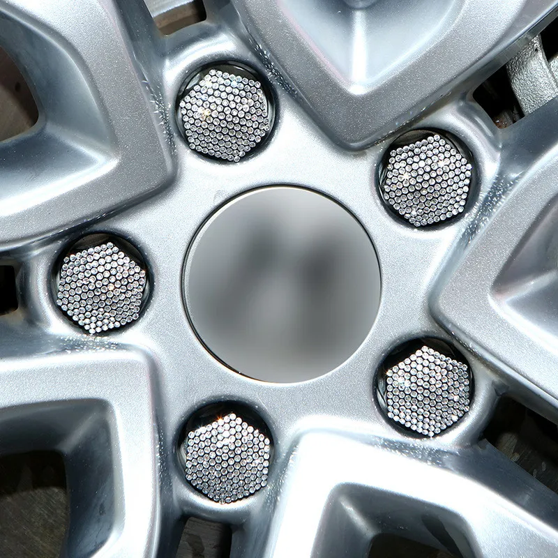 17/19/21mm Bling Fashion Crystal Diamond Rhinestone Decorative Auto Car Tire Hub Screw Bolt Anti-Rust Wheel Nut Caps Accessories