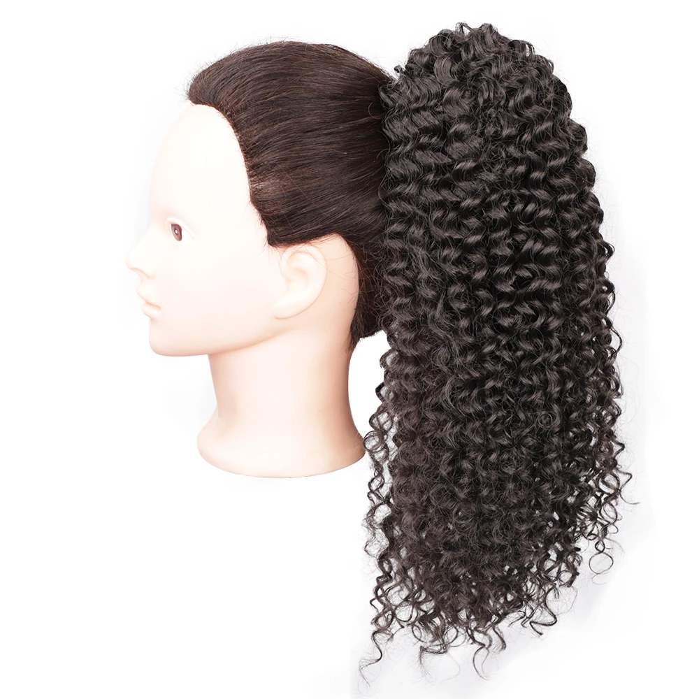  Wholesale Deep Wave Synthetic Wig Braiding Hair 14 Inch Kinky Ponytail Extension For Black