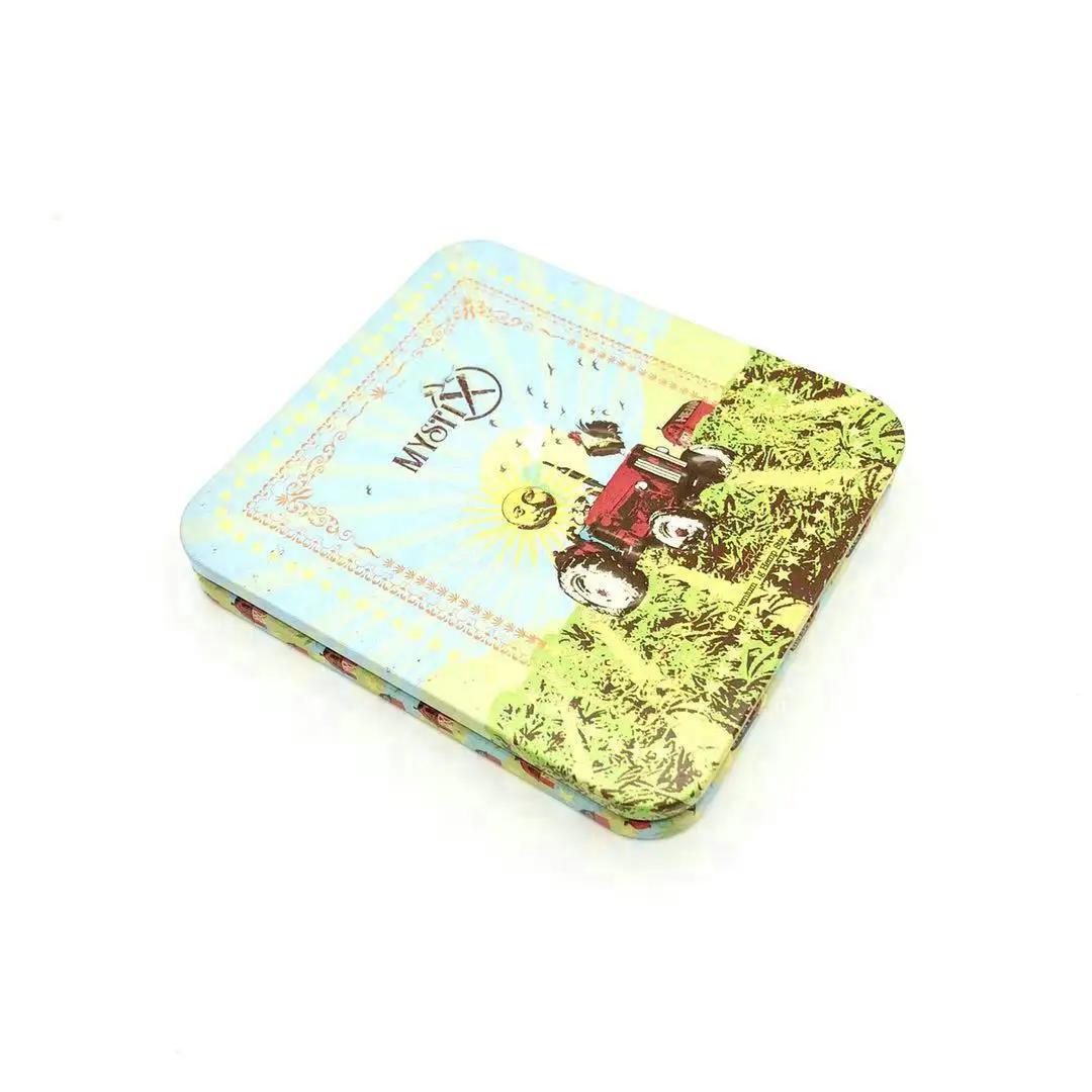 OEM/ODM Hinged Recyclable Tin Box with Metal Holder for 6 Packs Cigarettes Pre-rolls Tobacco Metal Packaging