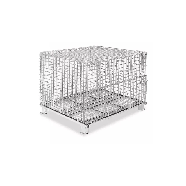 High storage capacity Metal Storage Cage Rolling Wire Mesh Pallet Containers steel storage cage