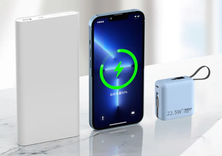 Outdoor Travel Waterproof Portable 22.5W 10000 Mah Led Digital Display Quick Charging Cable Mini Small Power Bank