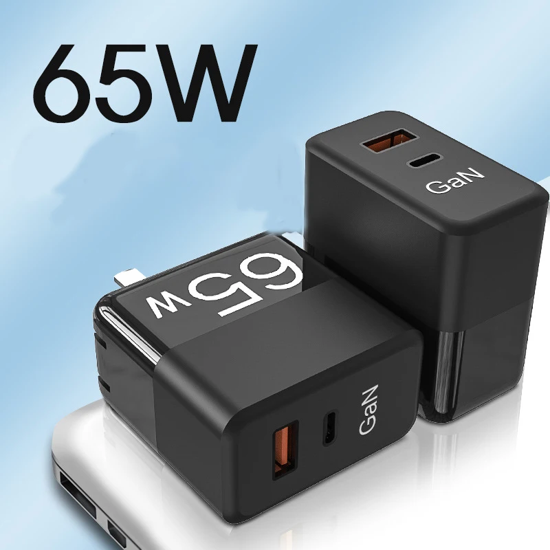 65W Gan Tech Laptop PD 3.0 Travel Mobile Phone USB C Fast Portable Charger For cellphone Macbook Samsung