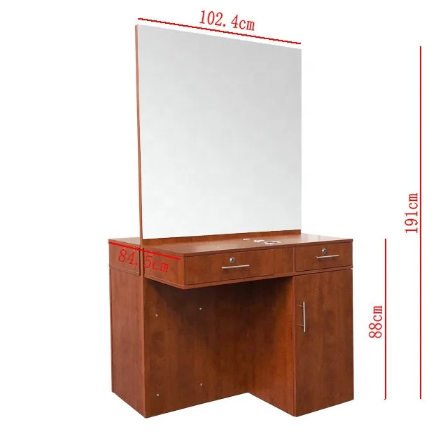 Professional modern design spa beauty barbershop hair salon furniture double sides mirror styling station with big cabinet