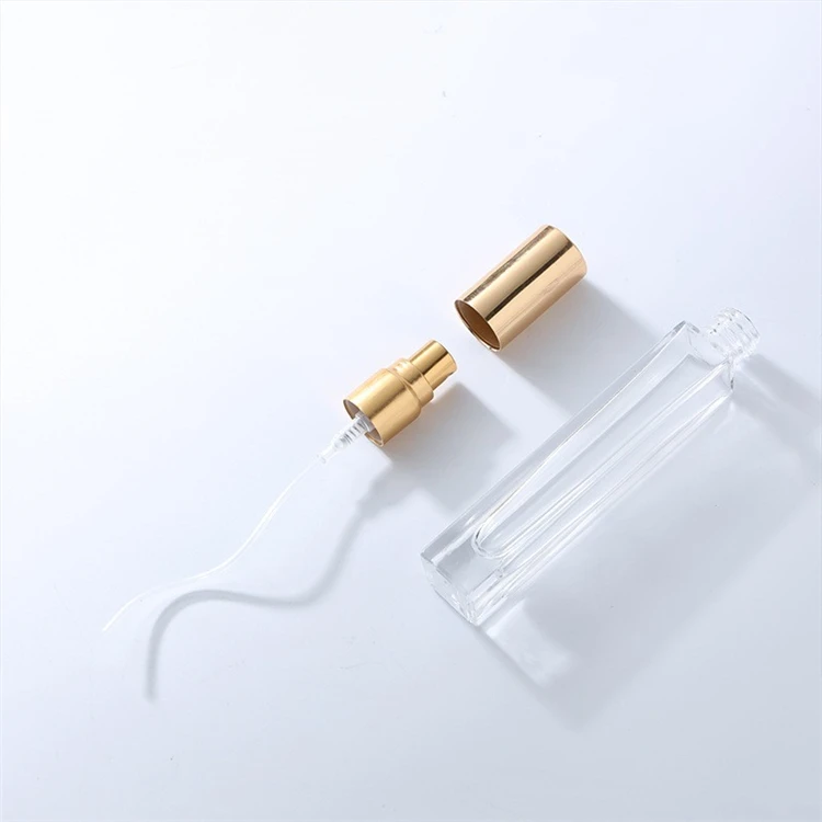 Empty perfume dispenser bottle 10 ml clear rounded Square perfume glass bottle roller in bulk