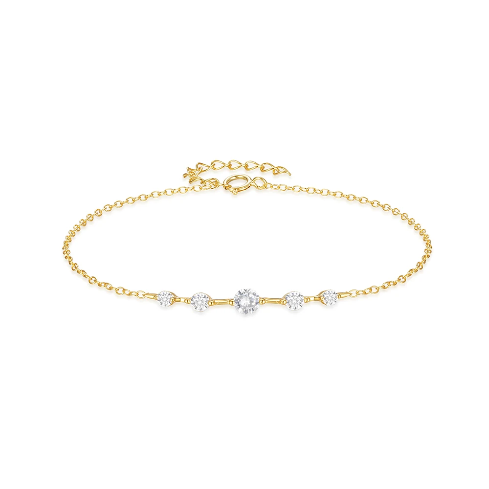 925 Sterling Silver  Zircon Tennis Bracelet Simple Dainty Adjustable Gold Plated Diamond Bracelet Fashion Jewelry
