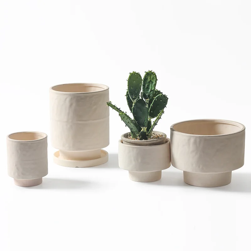 Simple Cactus Bonsai Nordic Handmade Plant Pot Ceramic Vase White Ceramic Decorative Pot Vases Decor Ceramic
