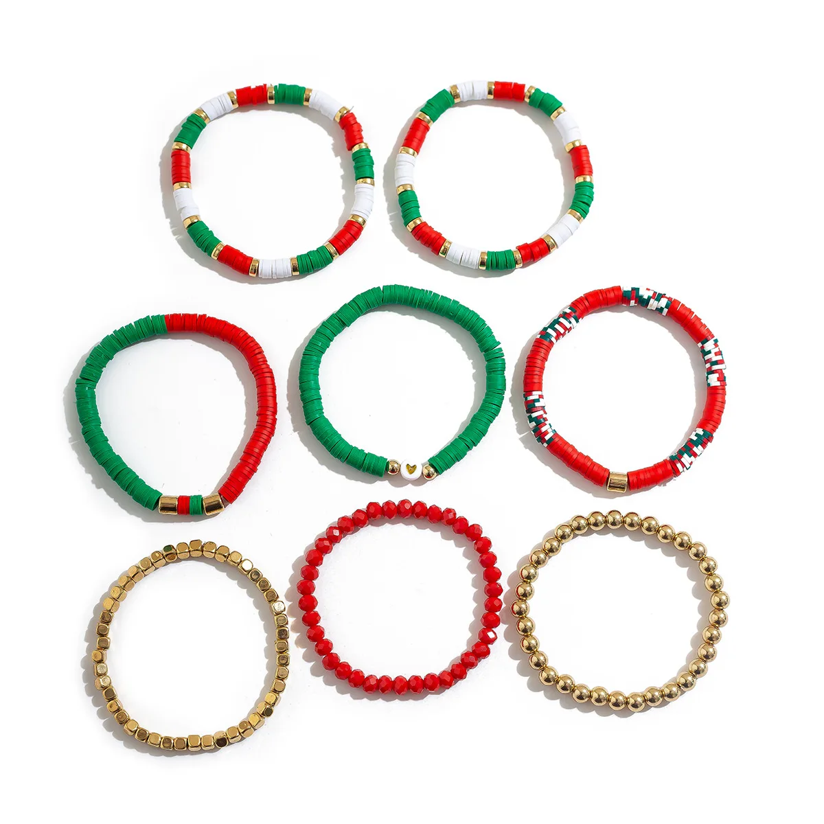 Cute Polymer Clay Beaded Christmas Decoration Charms Bracelet Set For Party NE1483
