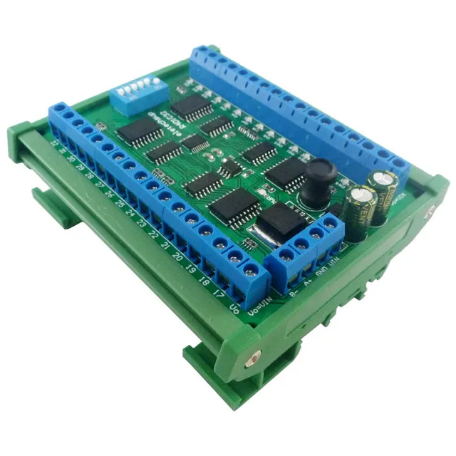 DC 12V 24V 32-Channels DIN35 C45 Rail Box RS485 Modbus RTU ULN2803A Darlington Transistor Controller PLC IO expansion Board