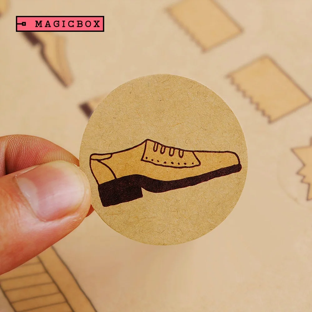 
Недорогая самоклеящаяся подложка на заказ, винтажная коричневая крафт-бумага, цветная печать, круглая печать, наклейка для коробки или сумки 